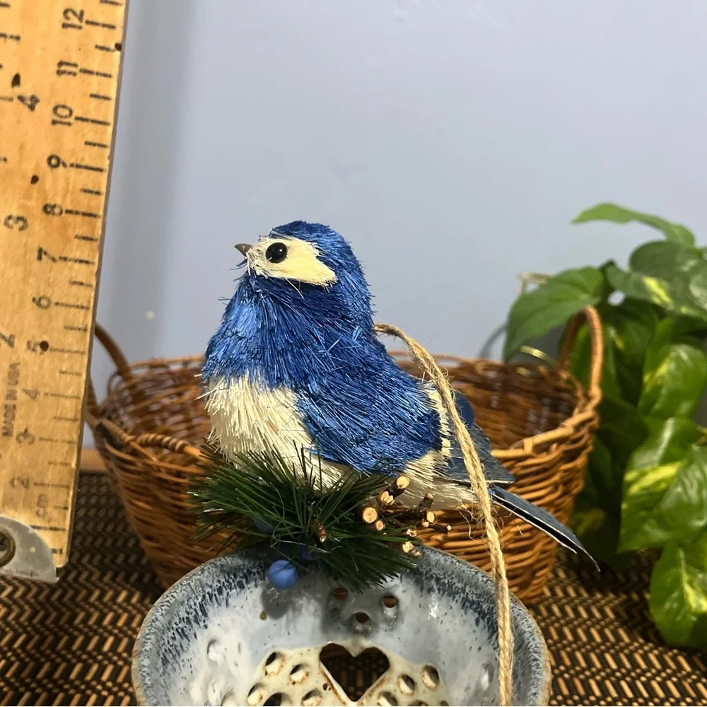 Blue and White Bird Ornament